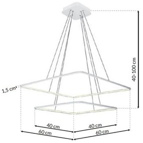 Závesné LED svietidlo Nix, 2x LED 50w, 3000k, w