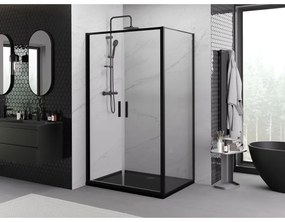 Mexen Exo, sprchovací kút s krídlovými dverami 90 x 70 cm, 6mm číre sklo, čierny profil, 814-090-070-70-00