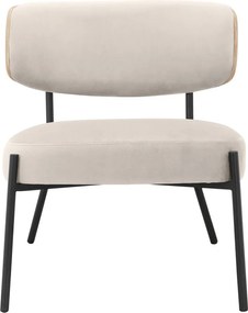 Krémovobiele zamatové kreslo s podnožkou Jerry – Støraa