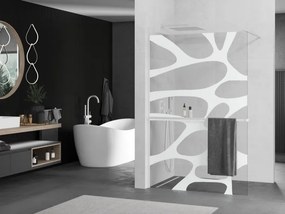 Mexen Kioto+, sprchová zástena Walk-In s poličkou a vešiakom 80 x 200 cm, 8mm číre sklo biely vzor, biely profil, 800-080-121-20-97