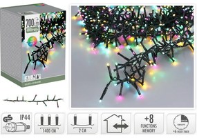 Vonkajšia svetelná reťaz Macaron, 14 m, 700 LED, farby (zelená, oranžová, modrá, ružová), časovač, IP44, 14 m