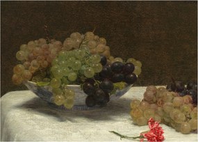 Obraz - Henri Fantin-Latour, Still Life with Grapes and a Carnation, reprodukcia (70x50 cm)