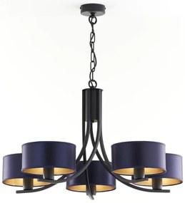 Jupiter 2101 - Luster na reťazi ARTHUR 5xE27/15W/230V modrá/čierna