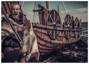 Sklenený obraz - Vikingský bojovník (70x50 cm)