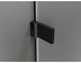 Mexen Lunar-B, výklopný sprchový kút ľavý 100 x 80 cm, 8mm číre sklo, čierny profil, 832-100-080-70-00-L