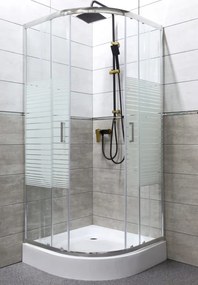 Novoterm Štvrťkruhový sprchový kút NV-Madera 90x90 chróm/potlač + vanička