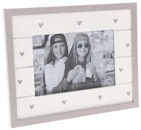 Drevený fotorámček So much hearts biela, 22 x 17 cm