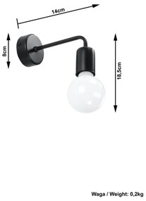 Čierne nástenné svietidlo Nice Lamps Donato