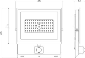 Mexen Luxpro+ LED reflektor s pohybovým senzorom, 70W, studená - 6500K, 7700 lm, čierna - L236-070-65-70