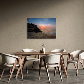 Sklenený obraz západu slnka na pláži (70x50 cm)