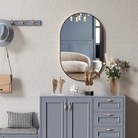 Oválne zrkadlo na stenu OLVANI 80x40 cm s čiernym rámom