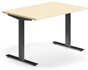 Kancelársky stôl QBUS, rovný, 1200x800 mm, T-rám, čierny rám, breza