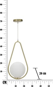 Závesný luster Glamy 46 cm biely/zlatý