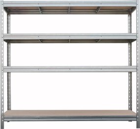 Kovové regály BULLRACK RIVET PRO 200x200x60 DTD drevotrieska 4 úrovne pozinkovaná