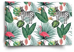 Sablio Obraz Zebra a Plameniak - 60x40 cm