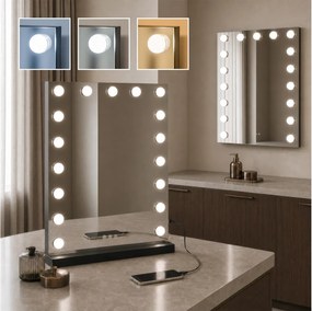 BRILAGI - LED Stmievateľné make-upové zrkadlo HOLLYWOOD LED/15W/230V 55x77 cm čierna
