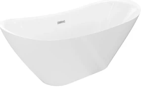 Mexen Lotos, voľne stojaca vaňa 180 x 75 cm, biela, chrómový prepad, 52051807700-01
