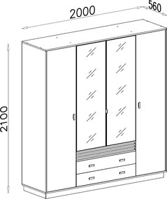 Šatníková skriňa s otočnými dverami Almo, 200 cm, dub estana/antracit
