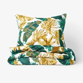Goldea bavlnené posteľné obliečky - palmové listy na bielom 200 x 200 a 2ks 70 x 90 cm