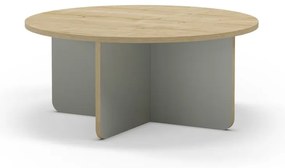 Svetlozelený/v prírodnej farbe okrúhly konferenčný stolík s doskou v dubovom dekore ø 80 cm Hillary – Marckeric