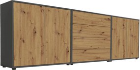 XXXLutz ŠIROKÁ KOMODA, antracitová, dub artisan, 237/73/33 cm MID.YOU - Komody - 001067002604