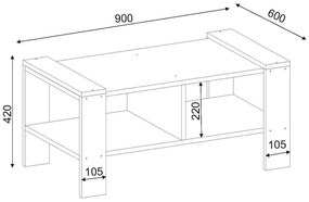 Dizajnový konferenčný stolík Cadao 90 cm biely / orech