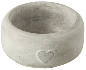 Šedý antik cementový kvetináč so srdiečkom Heart - Ø 15*7 cm