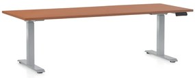 Výškovo nastaviteľný stôl OfficeTech D, 200 x 80 cm, sivá podnož, čerešňa