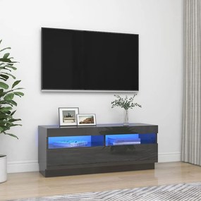 TV skrinka s LED svetlami lesklá sivá 100x35x40 cm