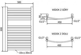 Mexen Helios, elektrické vykurovacie teleso 800 x 500 mm, 300 W, zlatá lesklá, W103-0800-500-2300-50