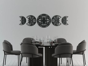 drevko 5-dielna mandala na stenu Rozmer obrazu: 18,5 x 65 cm, Farba dekorácie: Čierna