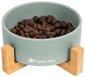 Keramická miska na bambusovém stojanu pro psy a kočky CATI šedá