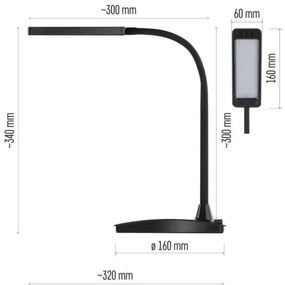 LED Stmievateľná stolová lampa EDDY LED/6W/230V 3000/4500/6800K čierna