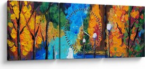 Obraz - Milenci, Pointilizmus (s hodinami) (90x30 cm)