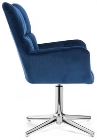 LuxuryForm DESIGN Kreslo AURORA VELUR na striebornom kríži - modré
