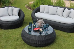 Čierne záhradné ratanové sedenie so stolíkom 4-set