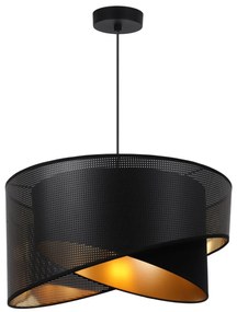 Závesné svietidlo Asti Duo1, 1x PVC/čierne textilné tienidlo, (fi 45cm), g, b