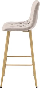 Barová stolička NADO zamatová, tmavá béžová / hnedá