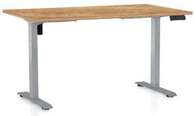 Výškovo nastaviteľný stôl OfficeTech B, 120 x 80 cm, sivá podnož, dub zlatý