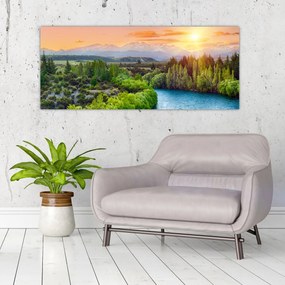 Obraz - Lesná horská krajina (120x50 cm)