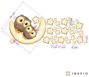 Nálepky na stenu- Mesiačik a sovičky