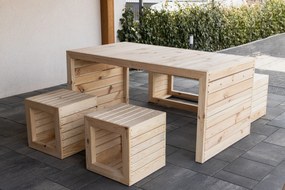 Dřevěný zahradní stůl z borovice - přírodní, 160 x 90 x 75 cm