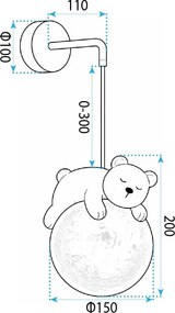 Toolight Toolight, NÁSTENNÁ LAMPA NÁSTENNÉ SVIETIDLO WHITE BEAR G161-1W, OSW-07800
