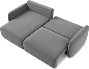 Sivá zamatová rozkladacia/s úložným priestorom rohová pohovka (ľavý roh/s leňoškou) Kalena – Makamii