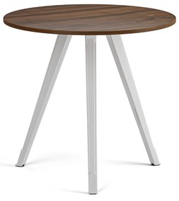 Konferenčný stôl PRIMO ZEN, priemer 80 cm, biela podnož, orech