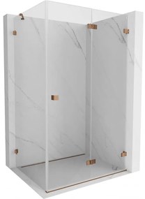 Mexen Lunar-F, 1-krídlový sprchový kút so skladacími dverami, pravý, 100 x 80 cm, 8mm číre sklo, ružové zlato profil, 836-100-080-60-00-P