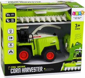 LEAN Toys Kombajn s rezačkou na kukuricu, diaľkovo ovládaný RC, svetlá a zvuky, mierka 1:24