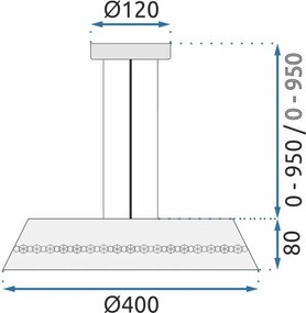 Toolight Toolight, LED závesné svietidlo Cristal 20W APP1028-CP, čierna, OSW-01233