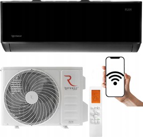 Nástenný klimatizátor Rotenso Teta Mirror Čierny 3.5 kW 40 m2 WiFi Ohrievač