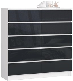Komoda Kapil III (biela + lesk grafit). Akcia -20%. Vlastná spoľahlivá doprava až k Vám domov. 1128654